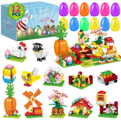 2026 Cross-Border New Easter Toy Set For Children Diy Bunny Car Easter Egg Easter Gashapon Gift