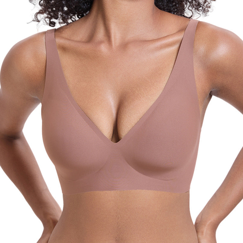 💕Women's Jelly Wireless Comfort Bra Push Up Deep V Seamless Everyday Bralette