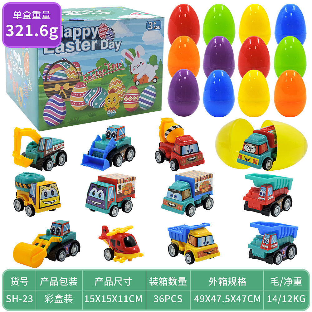 2026 Cross-Border New Easter Toy Set For Children Diy Bunny Car Easter Egg Easter Gashapon Gift