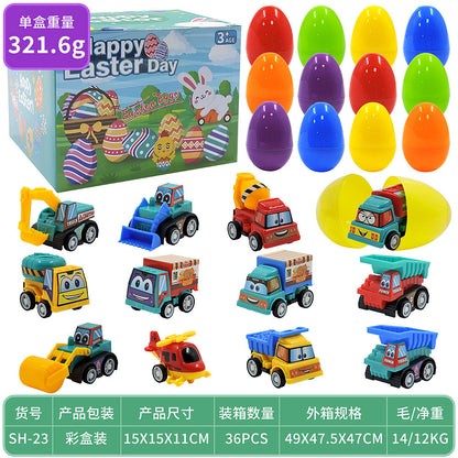 2026 Cross-Border New Easter Toy Set For Children Diy Bunny Car Easter Egg Easter Gashapon Gift