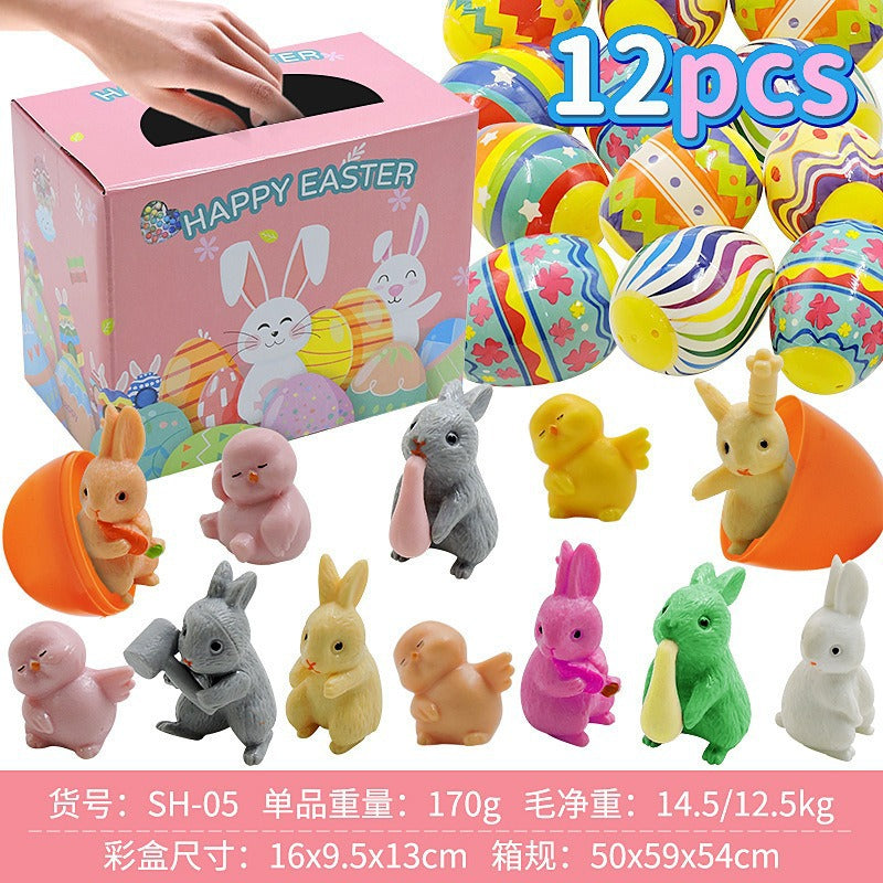 2026 Cross-Border New Easter Toy Set For Children Diy Bunny Car Easter Egg Easter Gashapon Gift