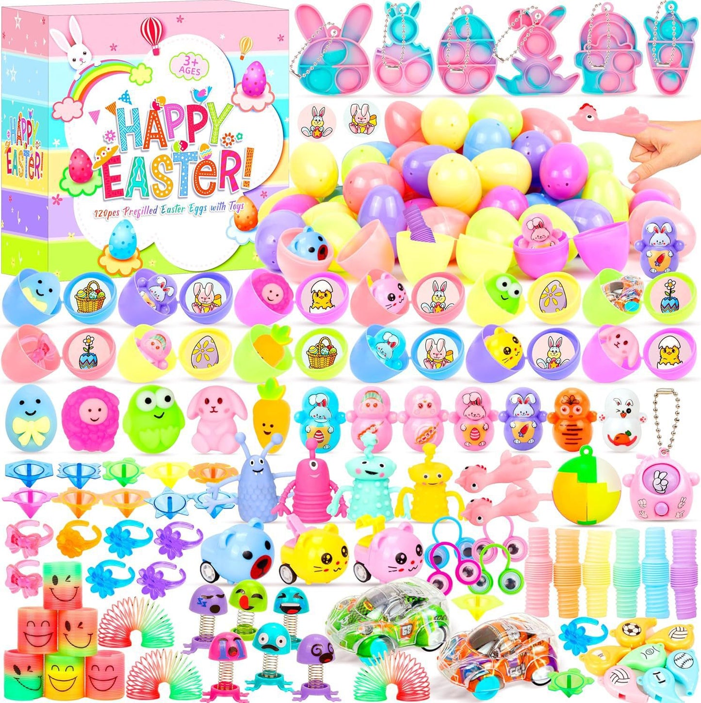 2026 Cross-Border New Easter Toy Set For Children Diy Bunny Car Easter Egg Easter Gashapon Gift