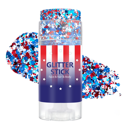 🔥LAST DAY 50% OFF 4th of July Glitter Stick - Red White Blue Patriotic Sparkle Gel for Face Hair & Body