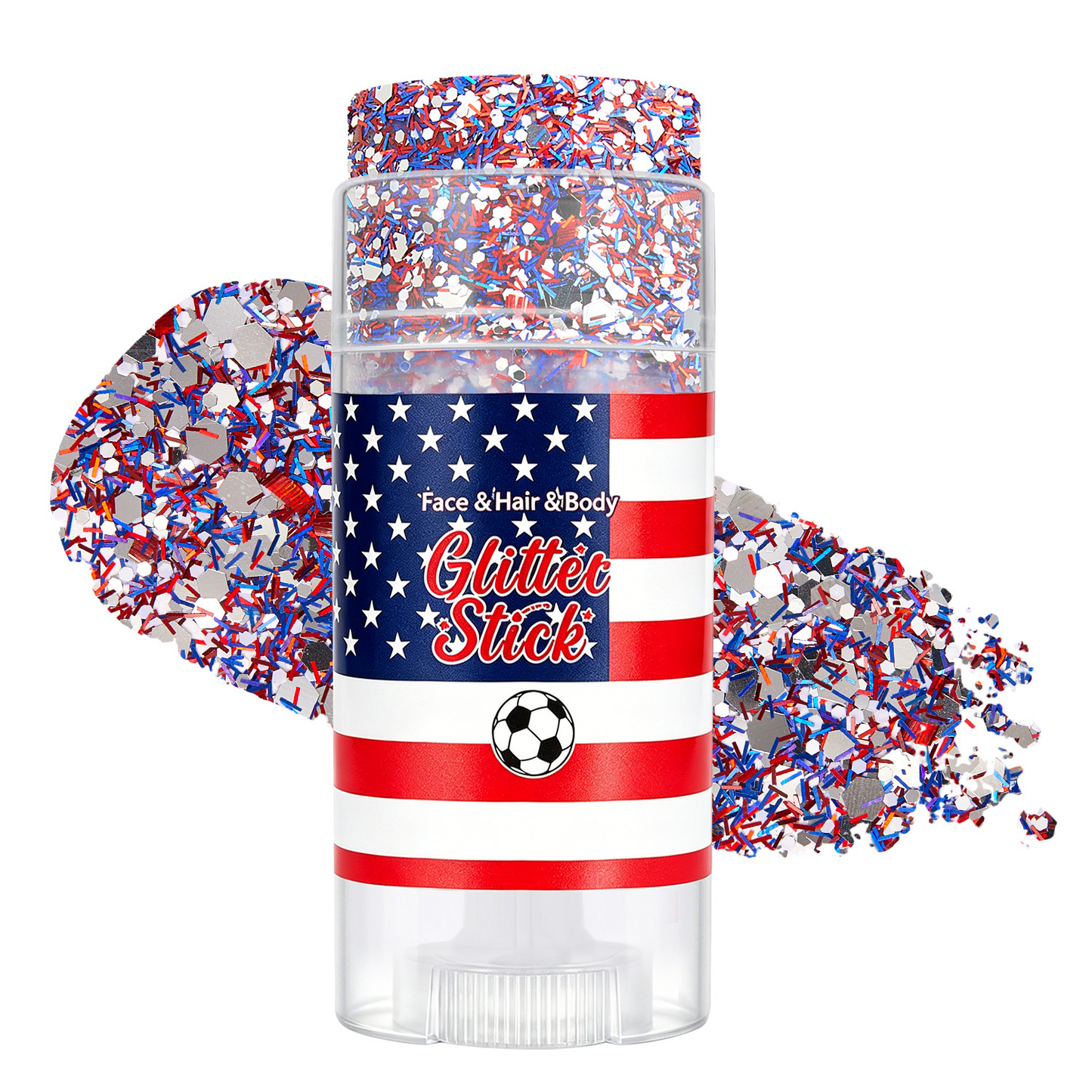 🔥LAST DAY 50% OFF 4th of July Glitter Stick - Red White Blue Patriotic Sparkle Gel for Face Hair & Body