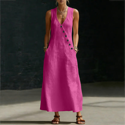 🌈New In 50% OFF🌟| Boho Linen Maxi Dress👗 - Perfect for Beach, Vacation & Brunch!