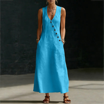 🌈New In 50% OFF🌟| Boho Linen Maxi Dress👗 - Perfect for Beach, Vacation & Brunch!