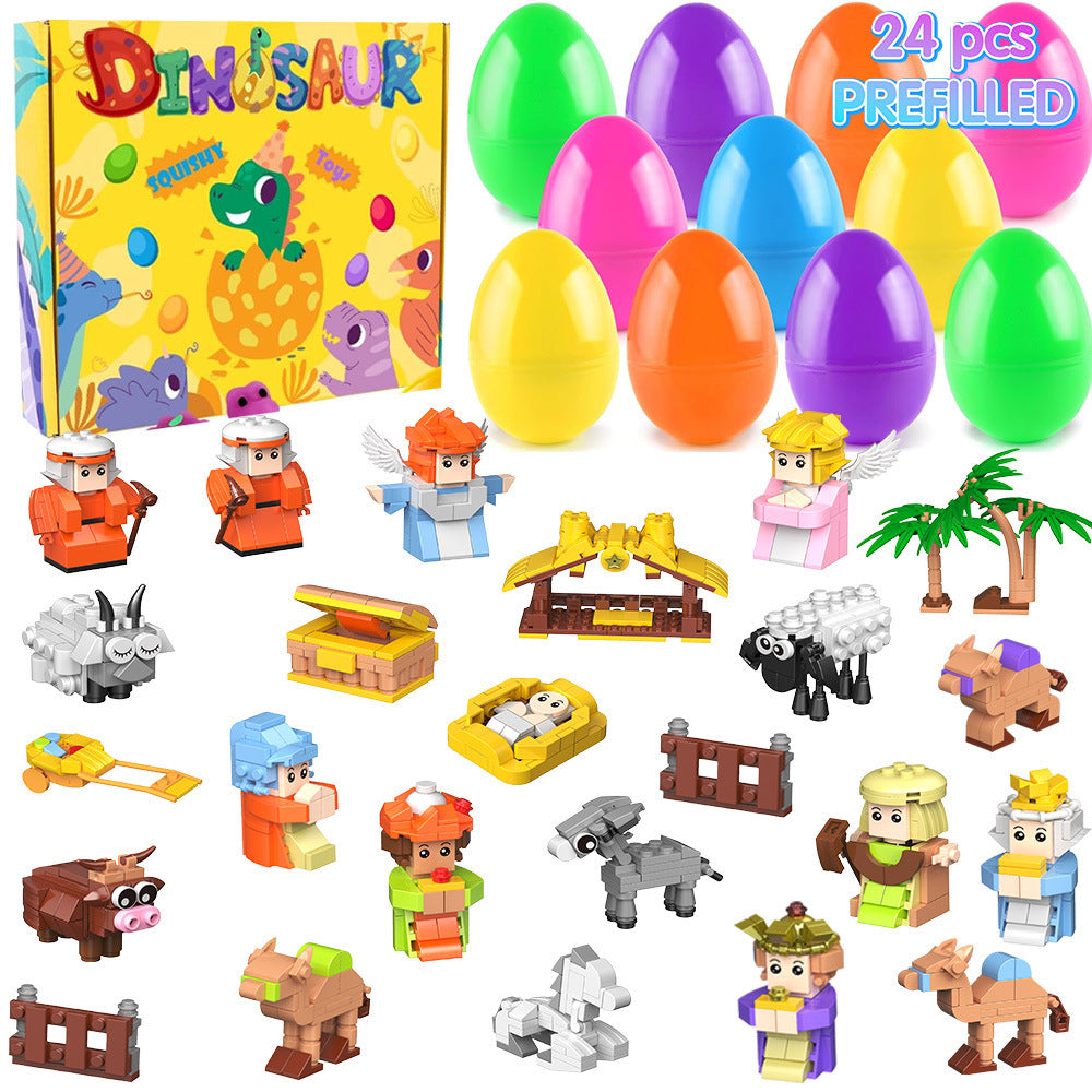 2026 Cross-Border New Easter Toy Set For Children Diy Bunny Car Easter Egg Easter Gashapon Gift