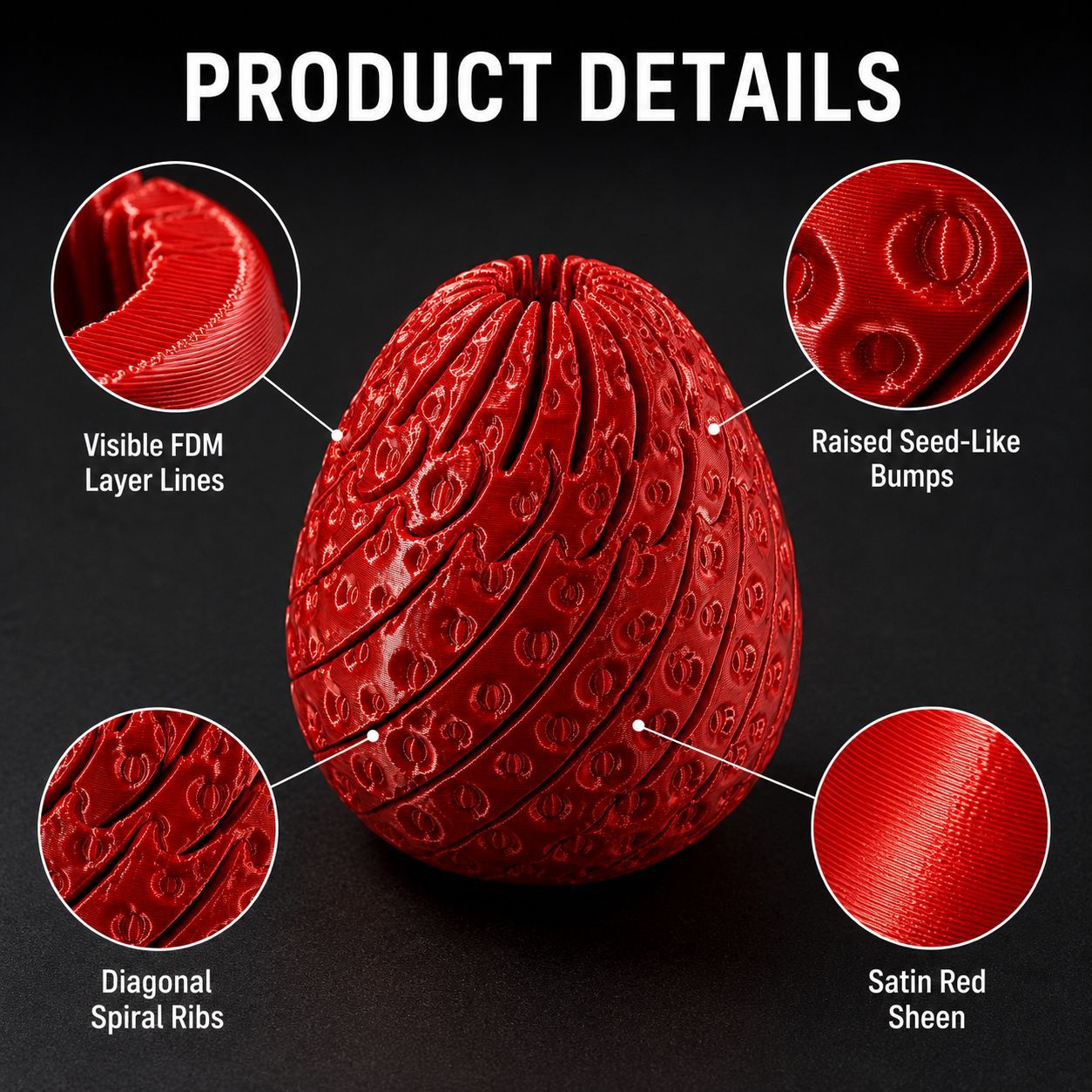 🔥Last Day 55% OFF 🍓3D Printed Twisty Strawberry Fidget Toy