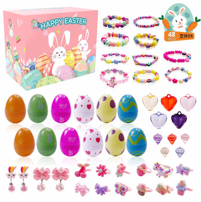 2026 Cross-Border New Easter Toy Set For Children Diy Bunny Car Easter Egg Easter Gashapon Gift