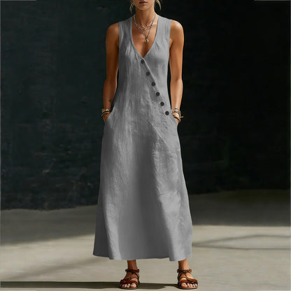 🌈New In 50% OFF🌟| Boho Linen Maxi Dress👗 - Perfect for Beach, Vacation & Brunch!