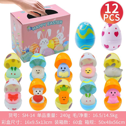 2026 Cross-Border New Easter Toy Set For Children Diy Bunny Car Easter Egg Easter Gashapon Gift