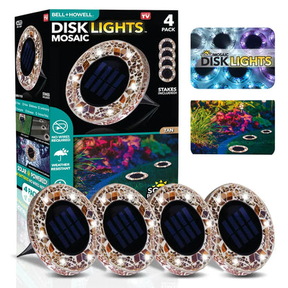 4/8 Pack solar outdoor Mosaic Disk Lights, Waterproof Decorative Pathway LED Light