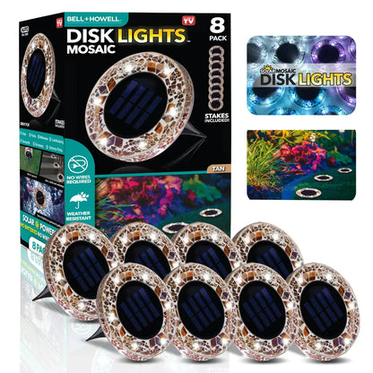 4/8 Pack solar outdoor Mosaic Disk Lights, Waterproof Decorative Pathway LED Light