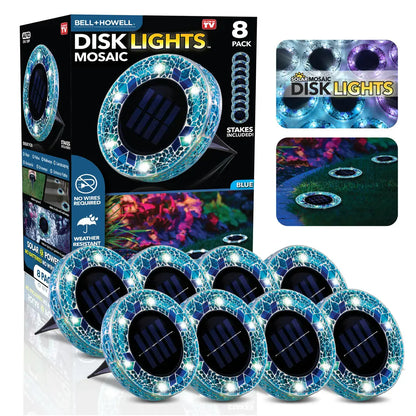 4/8 Pack solar outdoor Mosaic Disk Lights, Waterproof Decorative Pathway LED Light