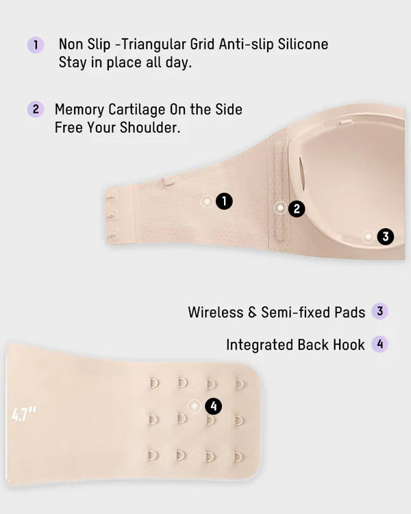 💞Womens Strapless Bras Push Up Bandeau Bra Non Slip Wireless Supportive Padded Bras Seamless Comfortable Tube Jelly Bra