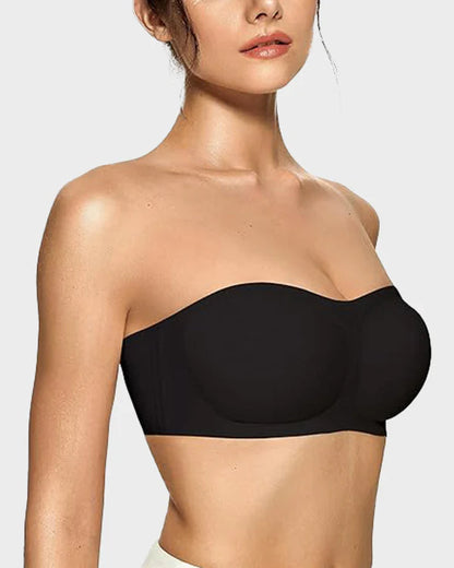 💞Womens Strapless Bras Push Up Bandeau Bra Non Slip Wireless Supportive Padded Bras Seamless Comfortable Tube Jelly Bra