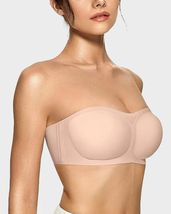 💞Womens Strapless Bras Push Up Bandeau Bra Non Slip Wireless Supportive Padded Bras Seamless Comfortable Tube Jelly Bra