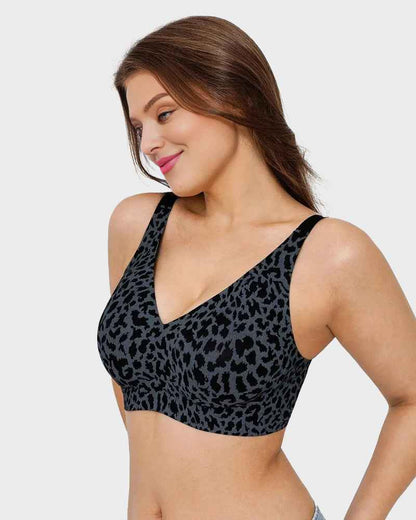 Wireless Leopard V-Neck Contour Bra