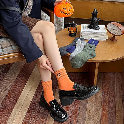 5 Pairs Halloween Embroidered Ankle Socks 🎃