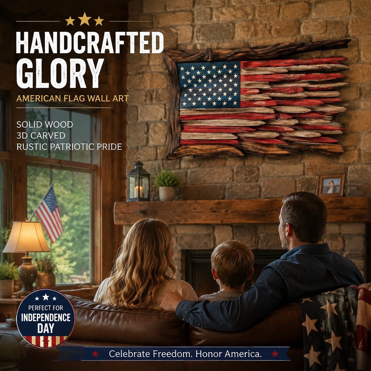 🔥2026 Limited Edition 🇺🇸 Handmade Wooden American Flag Wall Art