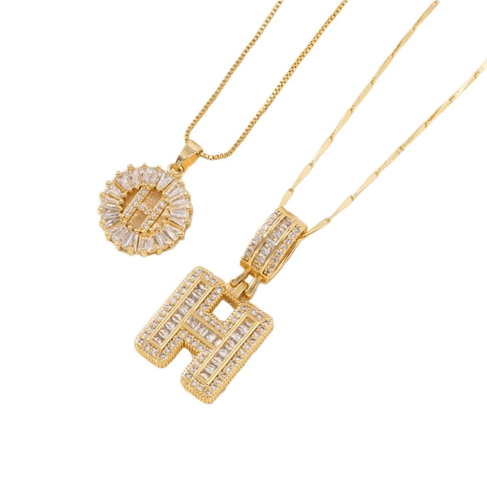 2 Pack Initial Letter Pendant Necklaces-Best Gift for Your Mom💝