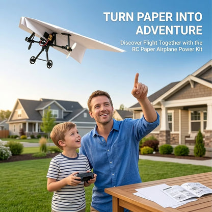 ✈️RC Paper Airplane Kit with Gyro Stabilizer – DIY Electric Remote Control Plane with Dual Propellers, Lightweight Foldable Flying STEM Toy