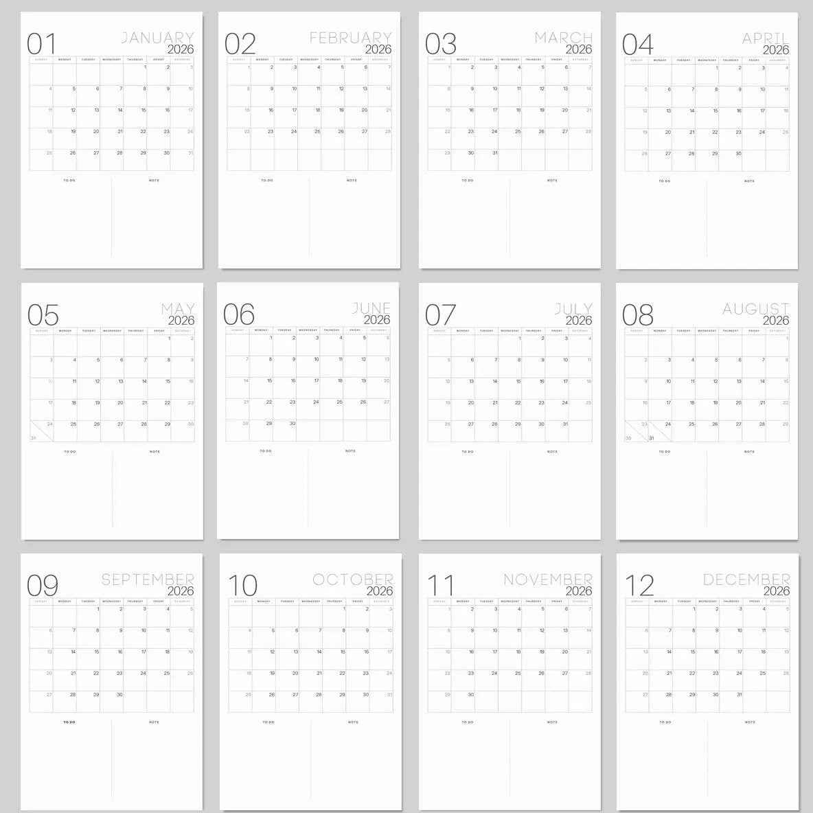 📅 2026 Bucket List Wall Calendar