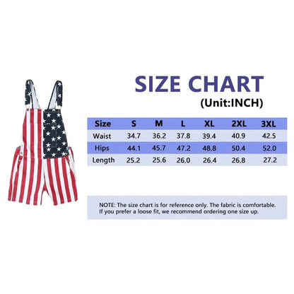 🇺🇸Men's and Women's American Flag Denim Overalls Stretch Shorts, Patriotic