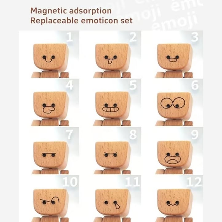 🔥Last Day 50% OFF - Shaking Feet Wooden Doll - Sways with 12 Pcs Magnetic Expressions