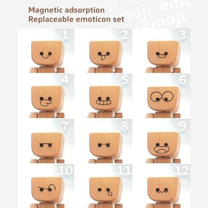 🔥Last Day 50% OFF - Shaking Feet Wooden Doll - Sways with 12 Pcs Magnetic Expressions