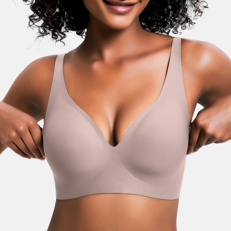 💕Women's Jelly Wireless Comfort Bra Push Up Deep V Seamless Everyday Bralette