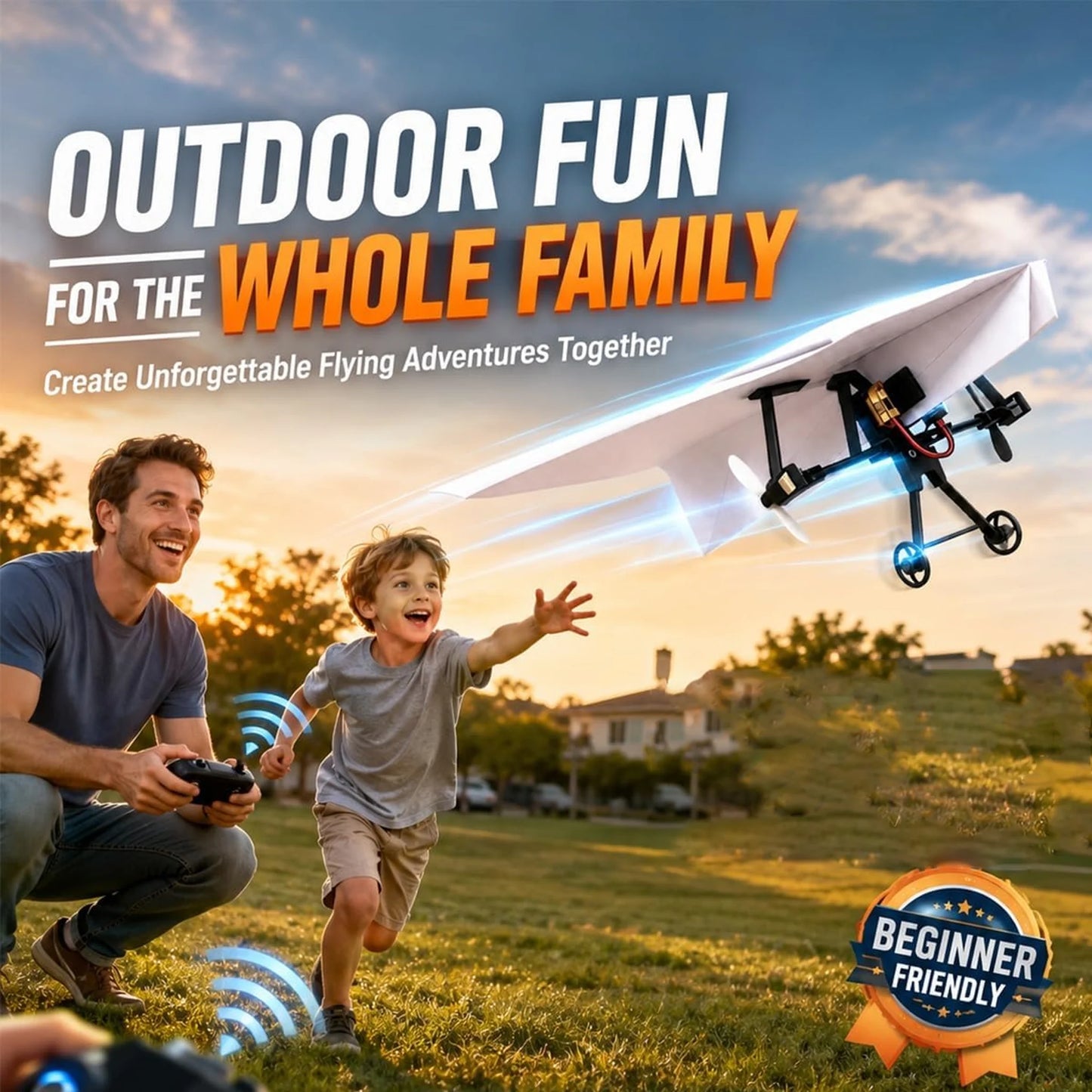 ✈️RC Paper Airplane Kit with Gyro Stabilizer – DIY Electric Remote Control Plane with Dual Propellers, Lightweight Foldable Flying STEM Toy