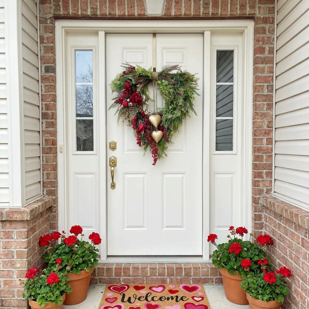 ❤️ Farmhouse Heart Wreath: Gold Bells, Red Roses & Berries🎉