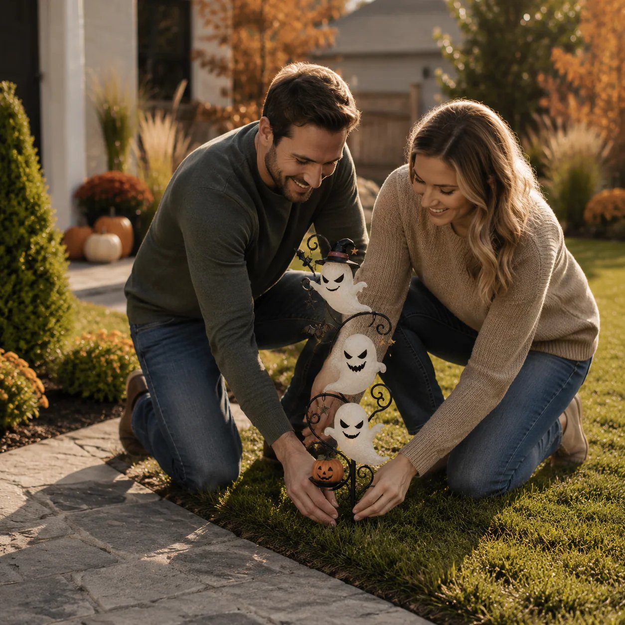 👻🎃 Solar Halloween Little Ghost Garden Stake Light – Glowing Outdoor Halloween Garden Décor
