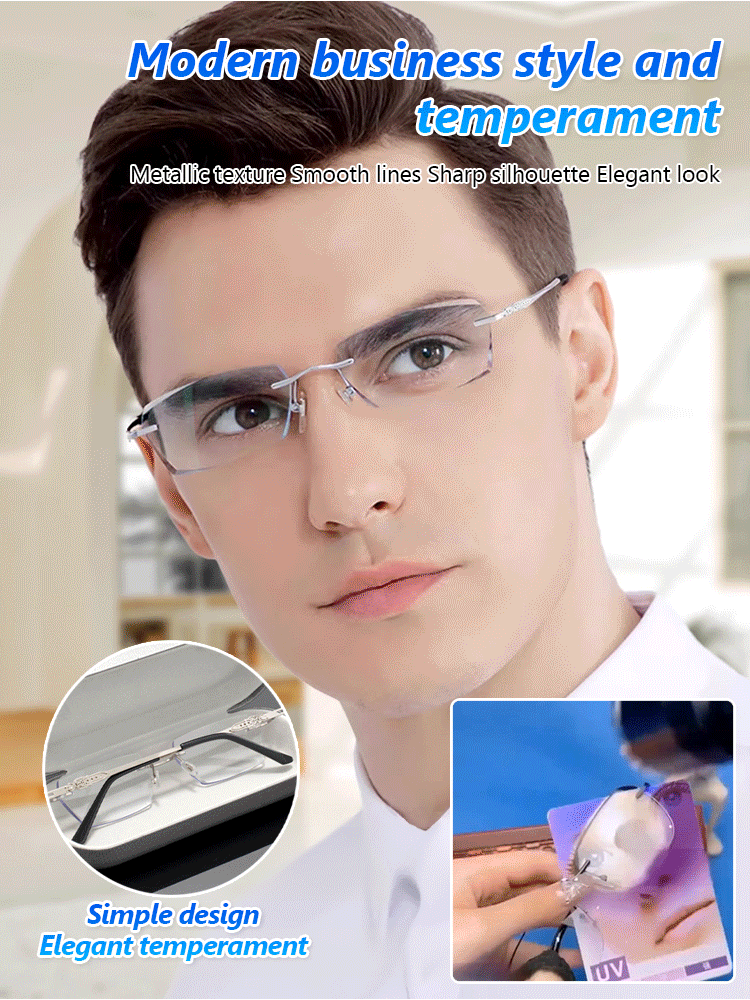 🔥54% Off 🤩Metal Frameless Highgrade Reading Glasses👍Blocks Blue Light, Radiation, and ultraviolet rays, Relieves Eye Fatigue👓️