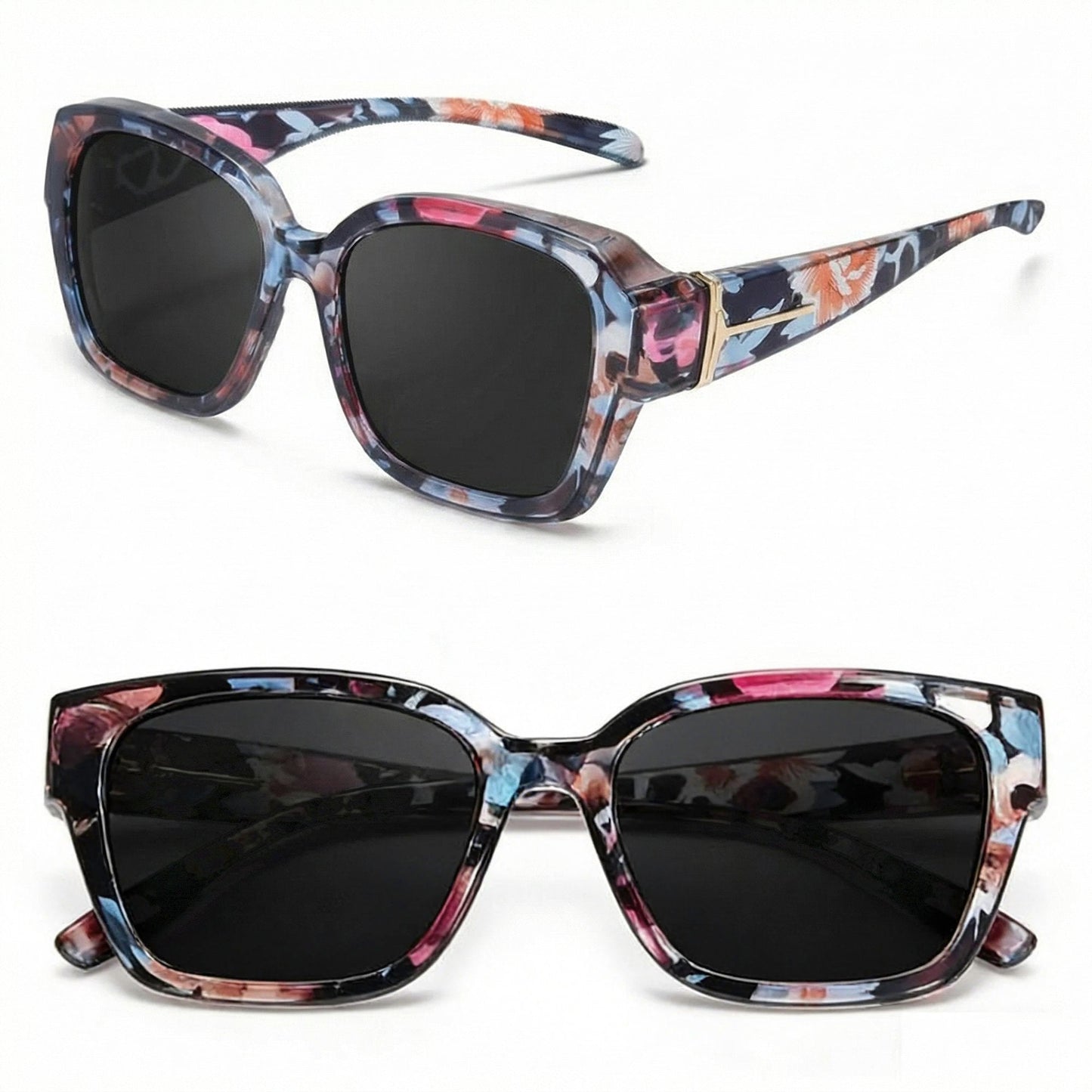 🎉BUY 1 GET 1 FREE 😎 Wraparound Cat-Eye Over Glasses Sunglasses – Full-Cover UV400 Shield Shades for Daylong Comfort 🕶️