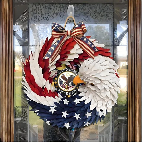 🔥Handmade U.S Eagle 250th Anniversary Patriotic Wreath💖Not for Decoration, Made for Remembrance
