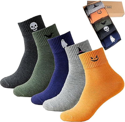 5 Pairs Halloween Embroidered Ankle Socks 🎃