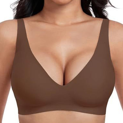 💕Women's Jelly Wireless Comfort Bra Push Up Deep V Seamless Everyday Bralette