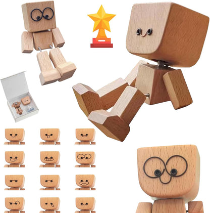 🔥Last Day 50% OFF - Shaking Feet Wooden Doll - Sways with 12 Pcs Magnetic Expressions