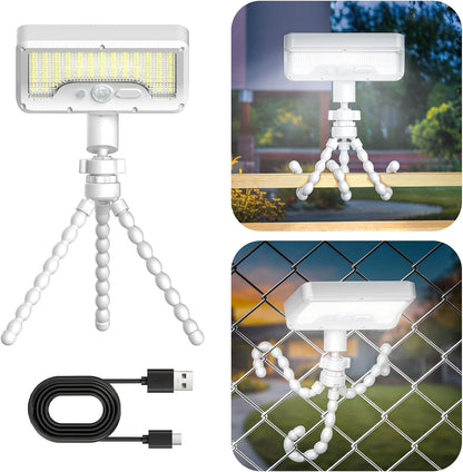 92 LED Solar Lights Outdoor with Motion Sensor, Octopus Stand, Adjustable Angle, USB & Solar Powered,IP65 Waterproof