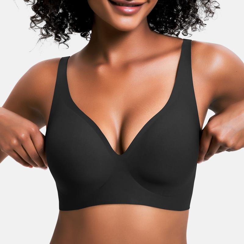 💕Women's Jelly Wireless Comfort Bra Push Up Deep V Seamless Everyday Bralette