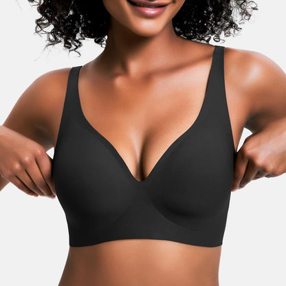 💕Women's Jelly Wireless Comfort Bra Push Up Deep V Seamless Everyday Bralette