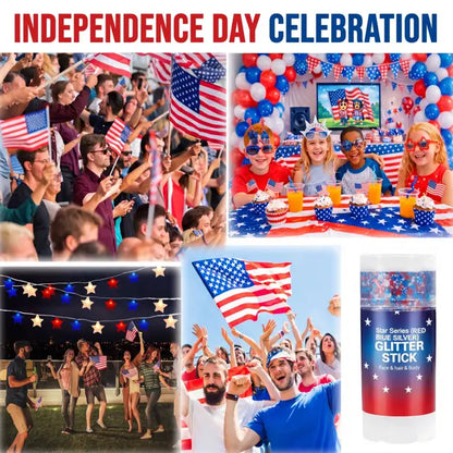 🔥LAST DAY 50% OFF 4th of July Glitter Stick - Red White Blue Patriotic Sparkle Gel for Face Hair & Body