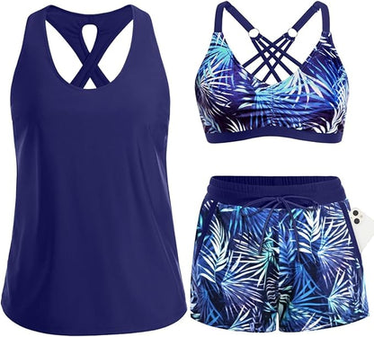 ⏰LAST DAY 49% OFF - 3 Piece Tankini with Shorts 🔥