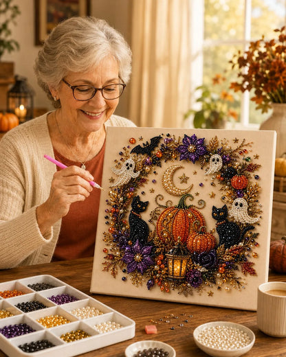 👻 Halloween Pearl Diamond Art Kit – Spooky-Cute DIY Wall Decor