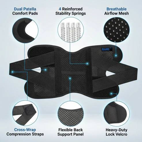 🌟 Knee Brace: 4-Spring Maximum Stability Support