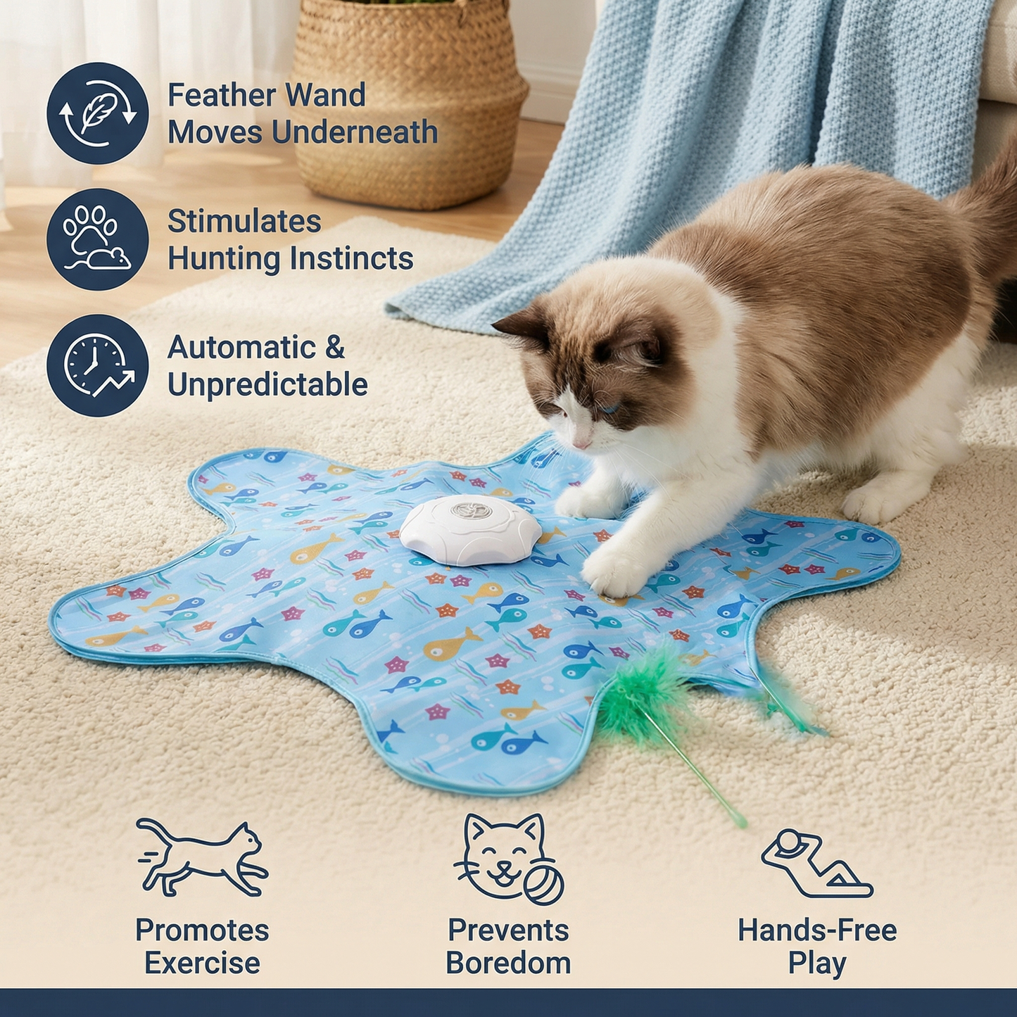 Automatic Teaser Toy for Active House Cats