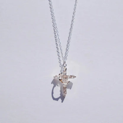 ✨Crown Cross Necklace | Dainty Crystal Cross Pendant