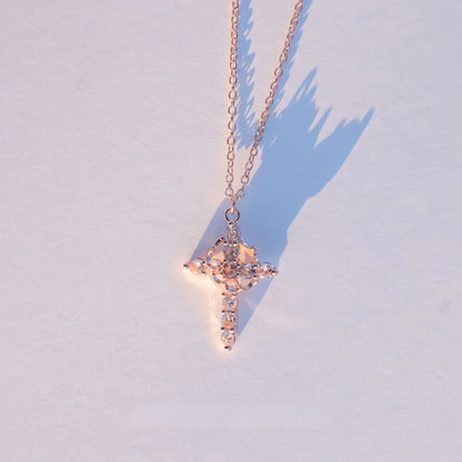 ✨Crown Cross Necklace | Dainty Crystal Cross Pendant